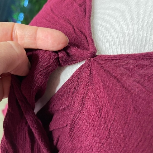 American Eagle Outfitters Crop Women’s XS Cross Over Shirt Long Sleeve Maroon - Picture 6 of 16